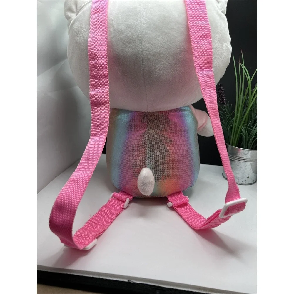 Hello Kitty‎ Rainbow iridescent pink Plush Backpack adjustable straps 10x8x14